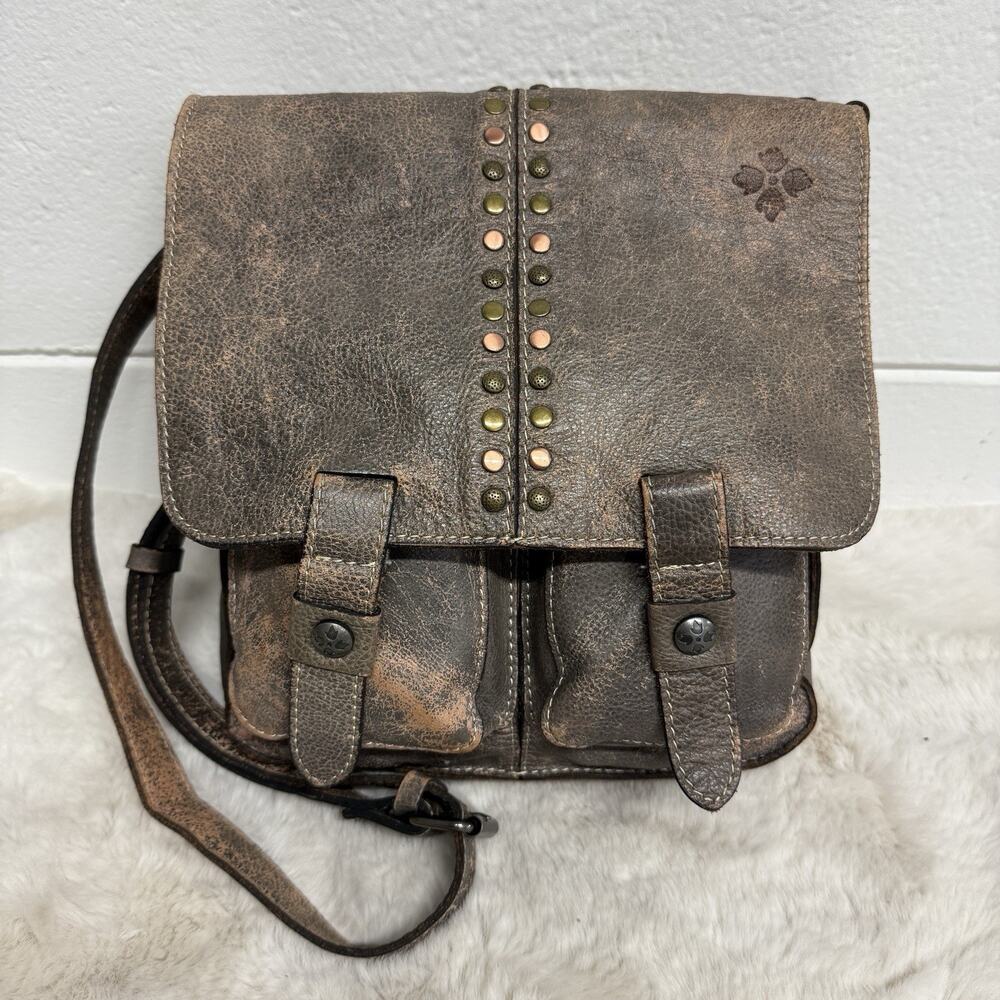 Patricia Nash Armeno Burnished Distressed Brown Leather Crossbody Messenger Bag